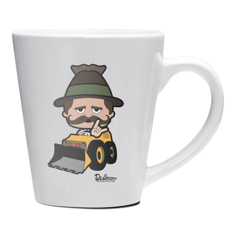 Da Sinzer Baggerfahrer Keramik Kaffeetasse 200ml Weiss Herzogstand Front