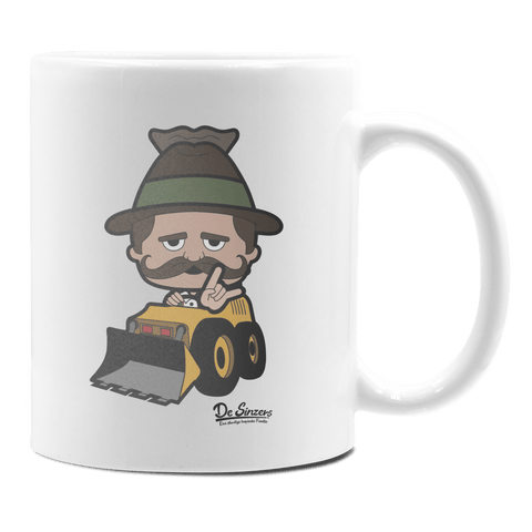 Da Sinzer Baggerfahrer Keramik Kaffeetasse 330ml Weiss Rampoldplatte Front