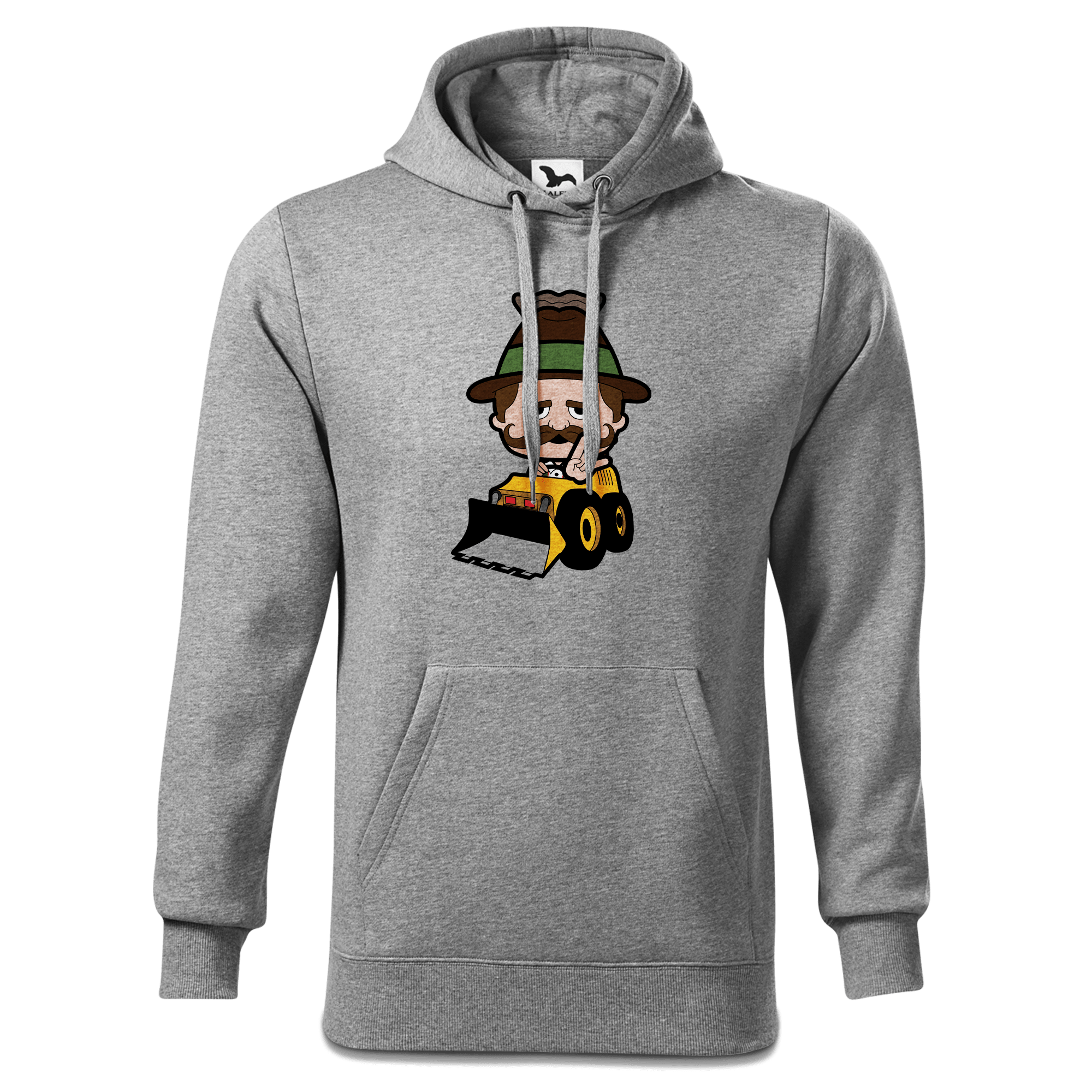 Da Sinzer Baggerfahrer Sweatshirt Hoody Herren Grau Meliert Pulvermuehle Front