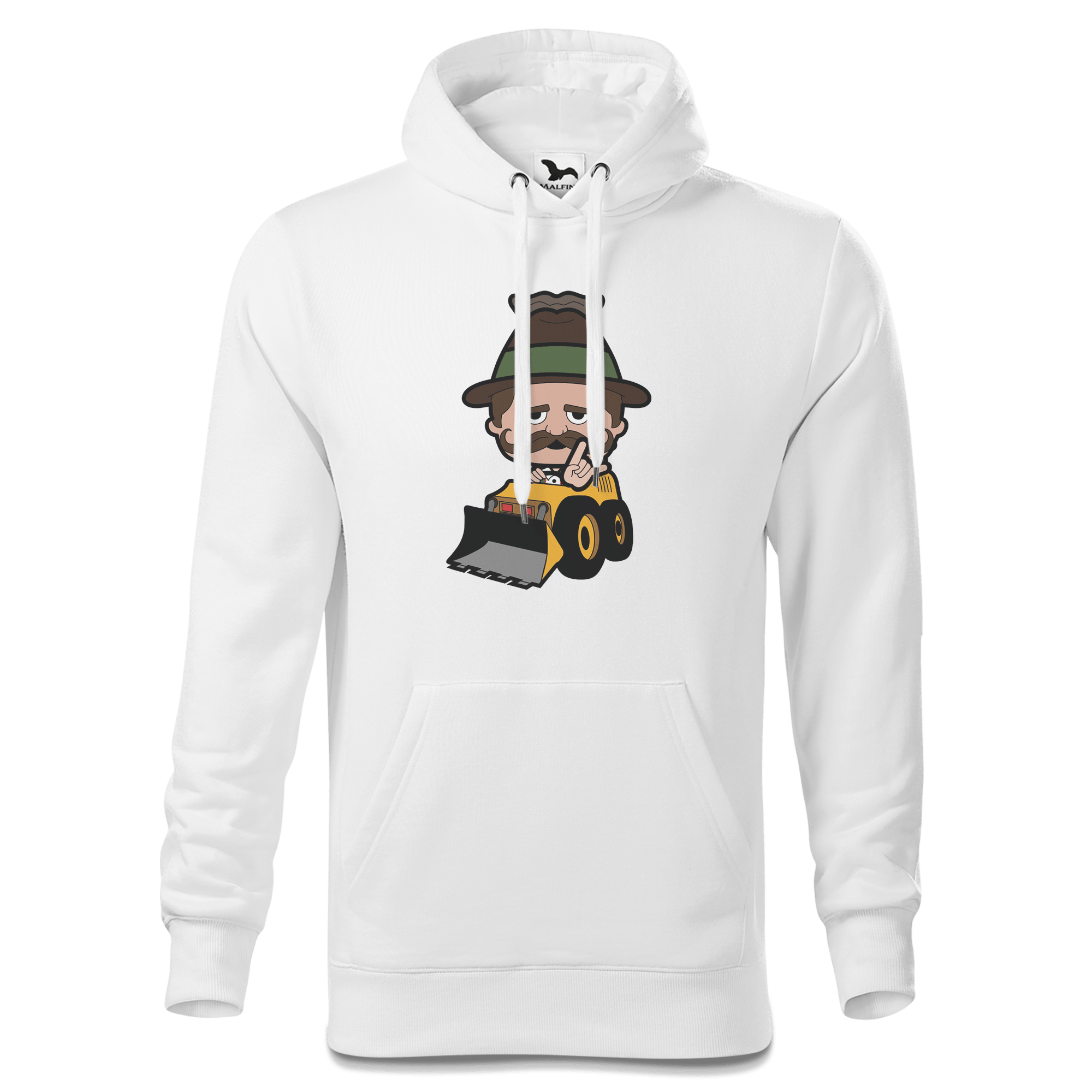 Da Sinzer Baggerfahrer Sweatshirt Hoody Herren Weiss Reikering Front
