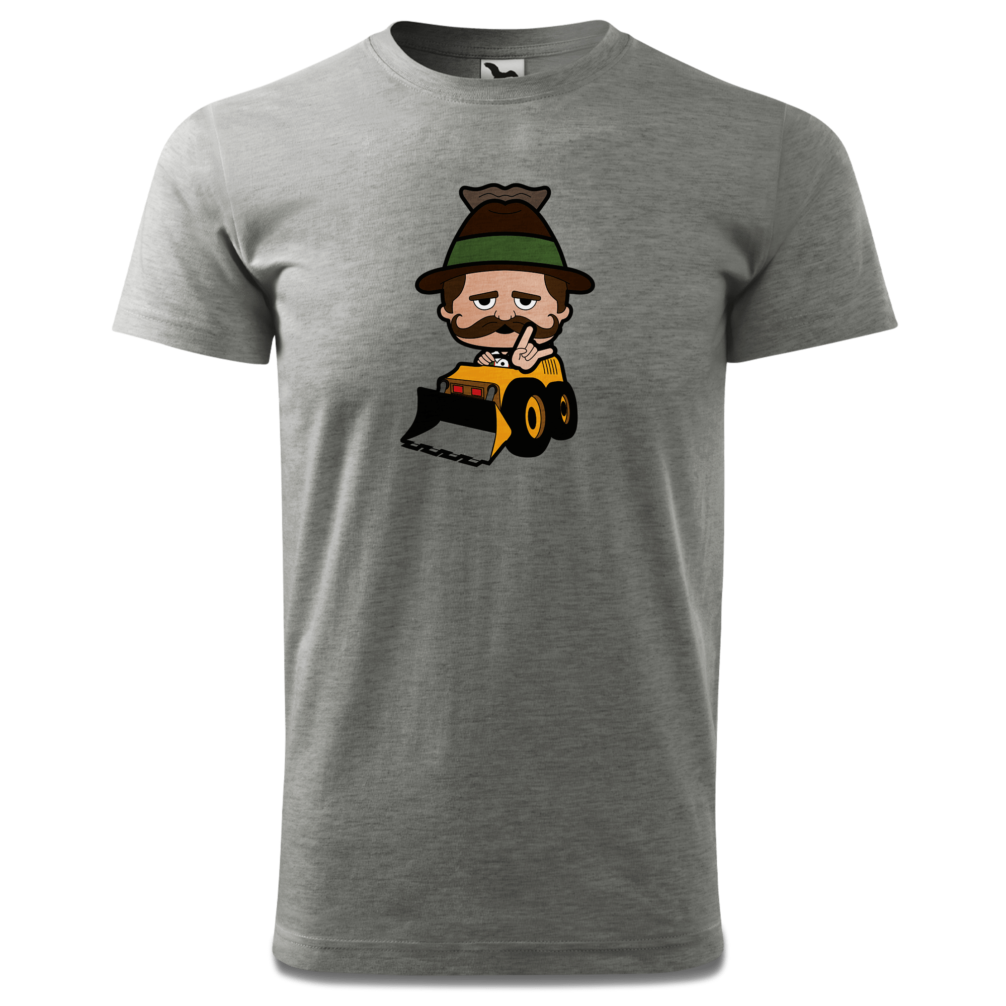 Da Sinzer Baggerfahrer T Shirt Herren Grau Meliert Hofau Front