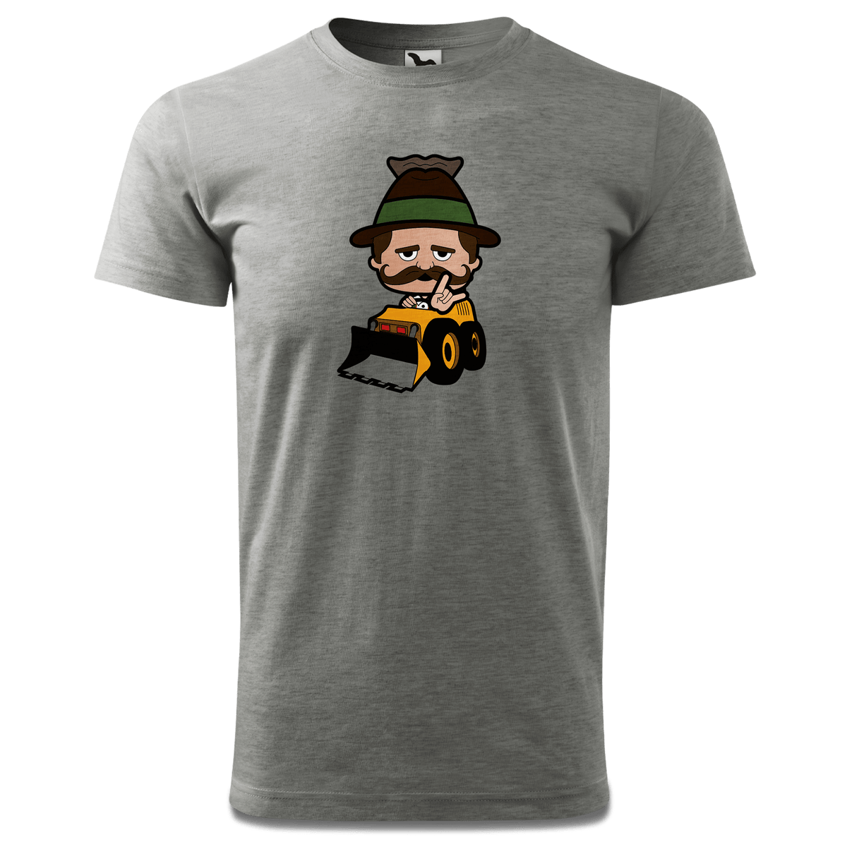 Da Sinzer Baggerfahrer T Shirt Herren Grau Meliert Hofau Front