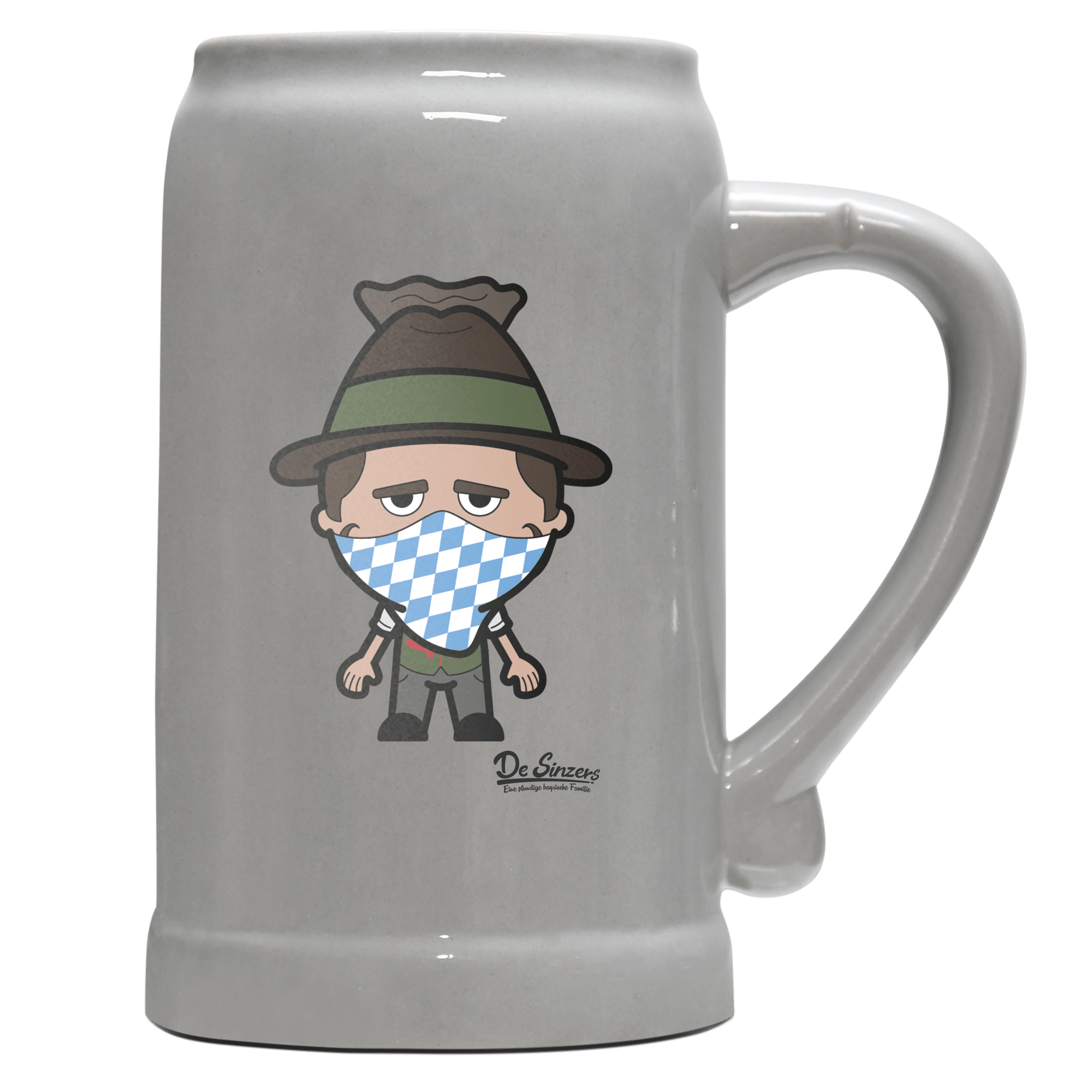 Da Sinzer Bayrisches Mundtuch Bierkrug 1000ml Grau Zugspitze Front