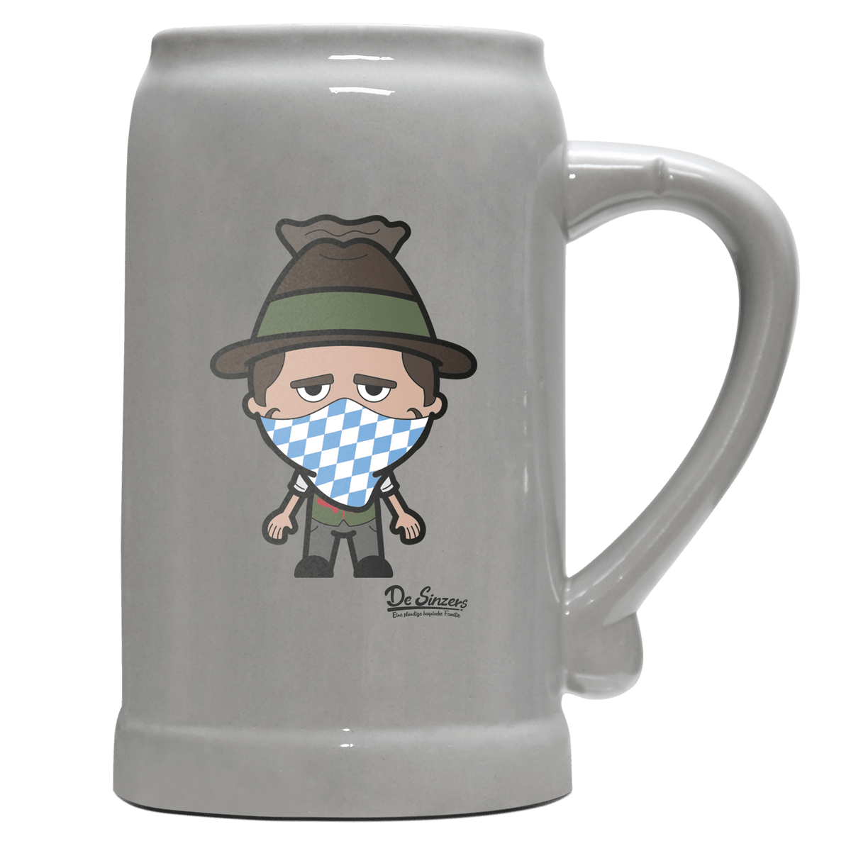 Da Sinzer Bayrisches Mundtuch Bierkrug 1000ml Grau Zugspitze Front