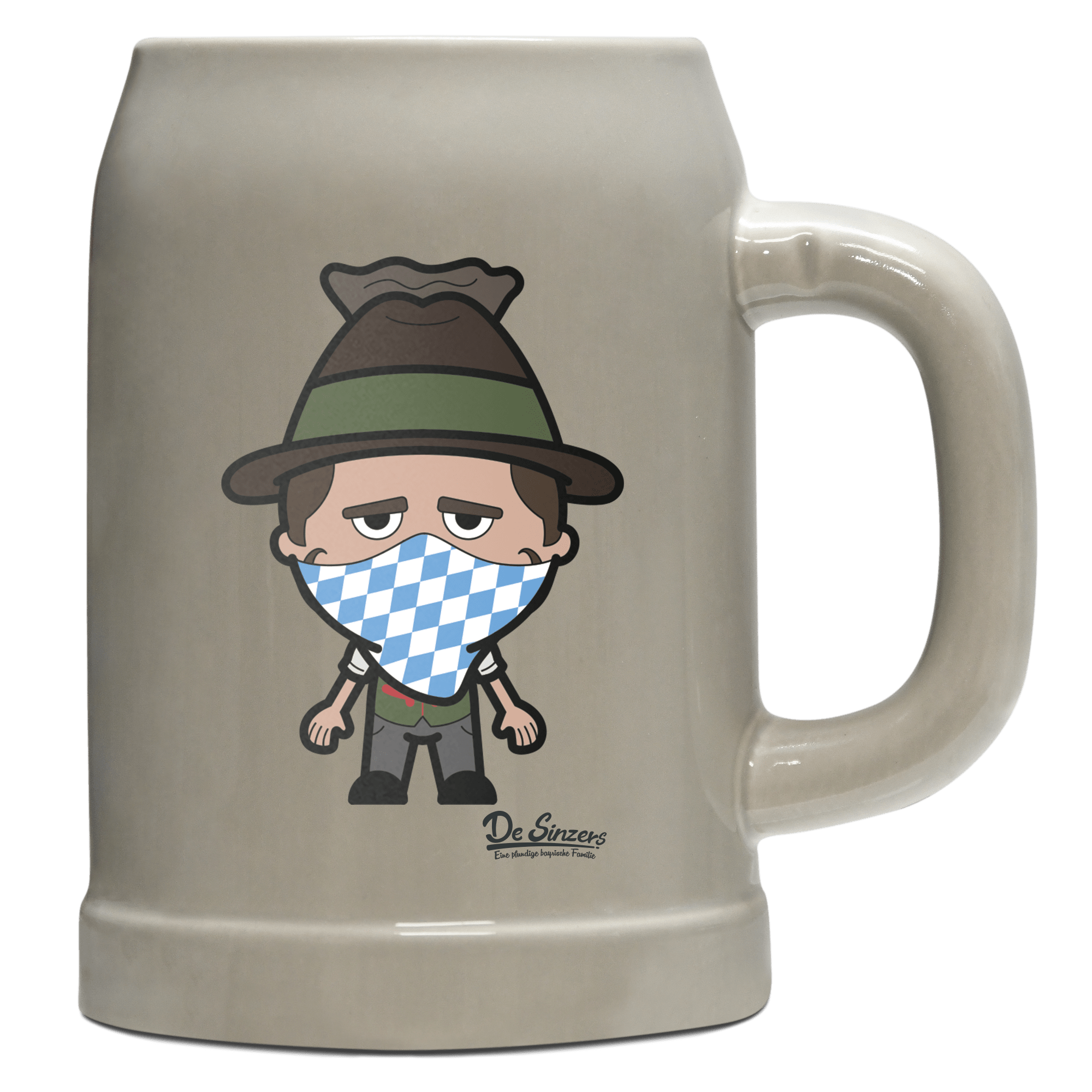 Da Sinzer Bayrisches Mundtuch Bierkrug 500ml Grau Watzmann Front