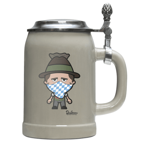 Da Sinzer Bayrisches Mundtuch Bierkrug 500ml Grau mit Deckel Hocheck Front