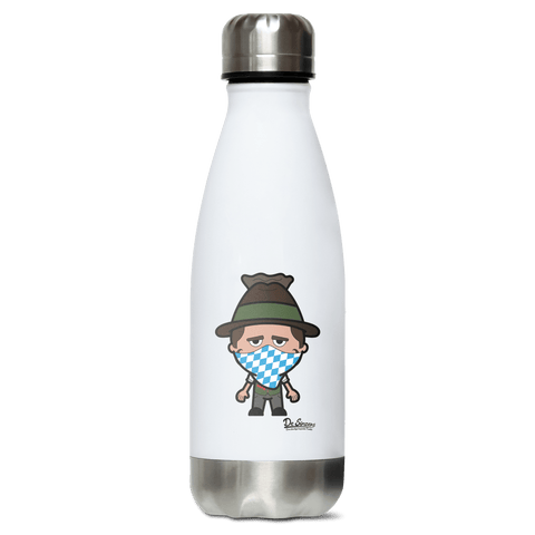 Da Sinzer Bayrisches Mundtuch Edelstahl Thermoflasche 350ml Weiss Silber Kreuzspitze Front