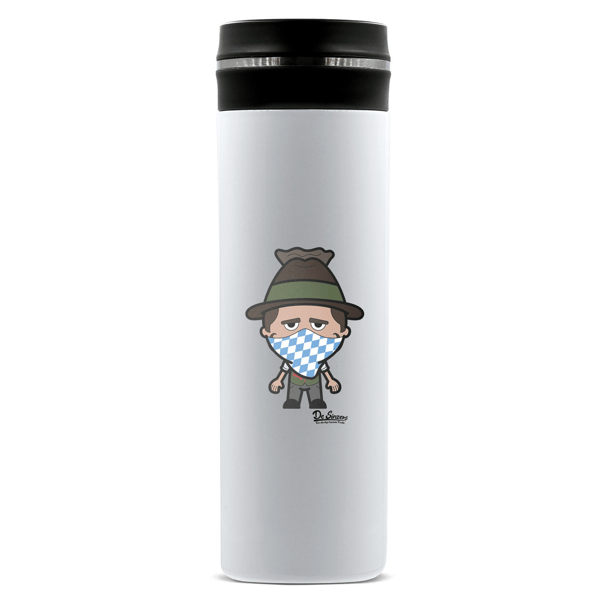 Da Sinzer Bayrisches Mundtuch Edelstahl Thermoflasche 450ml Weiss Geigelstein Front