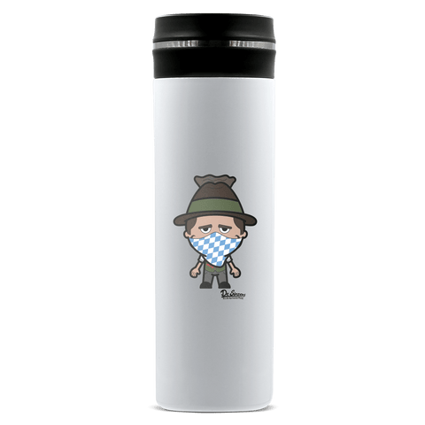 Da Sinzer Bayrisches Mundtuch Edelstahl Thermoflasche 450ml Weiss Geigelstein Front