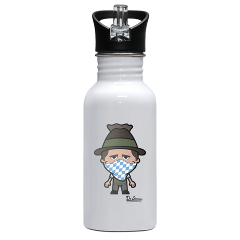 Da Sinzer Bayrisches Mundtuch Edelstahl Trinkflasche mit klappbarem Mundstueck 500ml Weiss Rotwand F