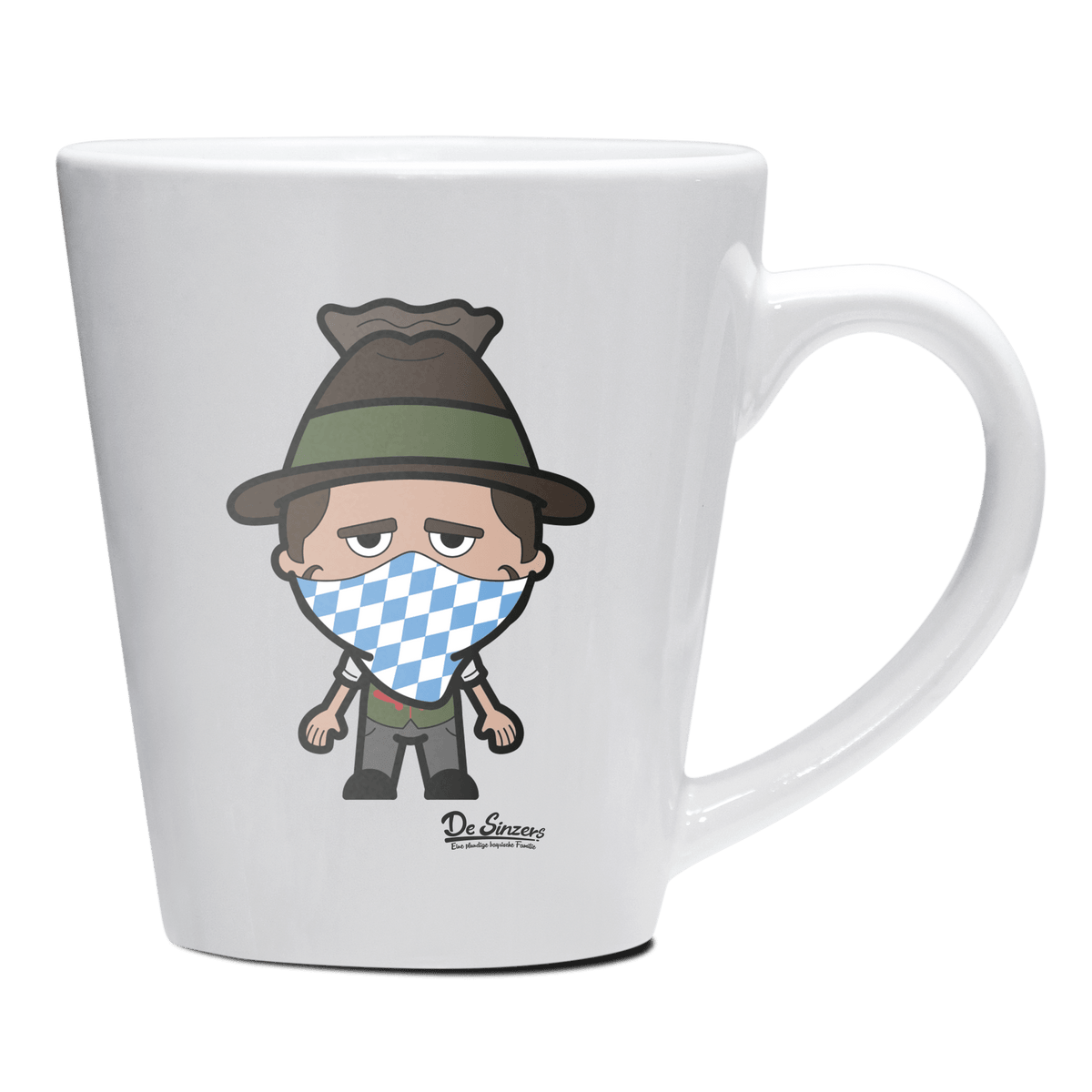 Da Sinzer Bayrisches Mundtuch Keramik Kaffeetasse 200ml Weiss Herzogstand Front