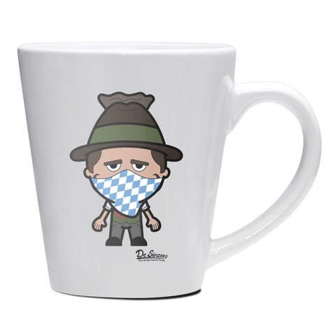 Da Sinzer Bayrisches Mundtuch Keramik Kaffeetasse 200ml Weiss Herzogstand Front