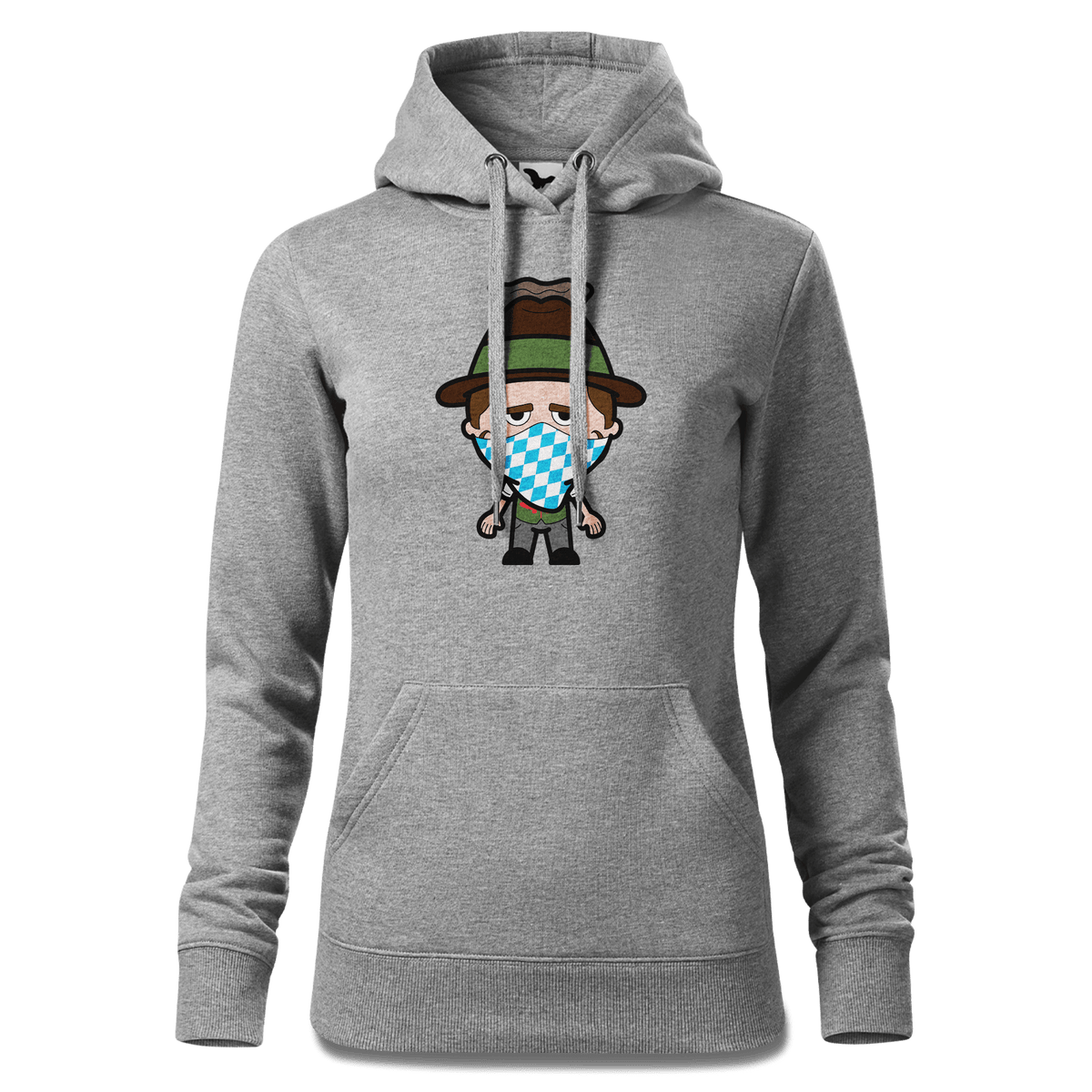 Da Sinzer Bayrisches Mundtuch Sweatshirt Hoody Damen Grau Meliert Kieling Front