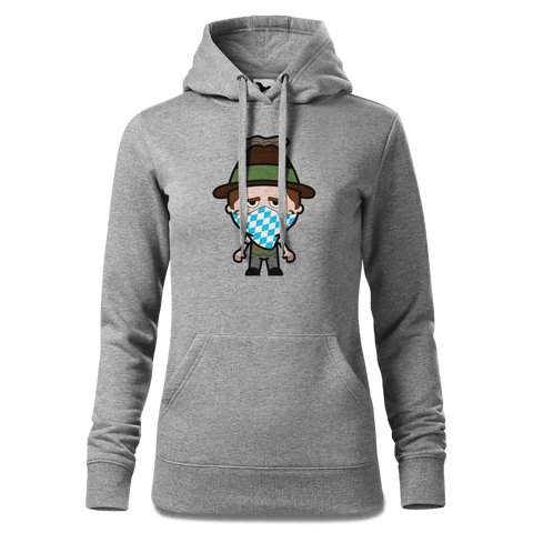 Da Sinzer Bayrisches Mundtuch Sweatshirt Hoody Damen Grau Meliert Kieling Front