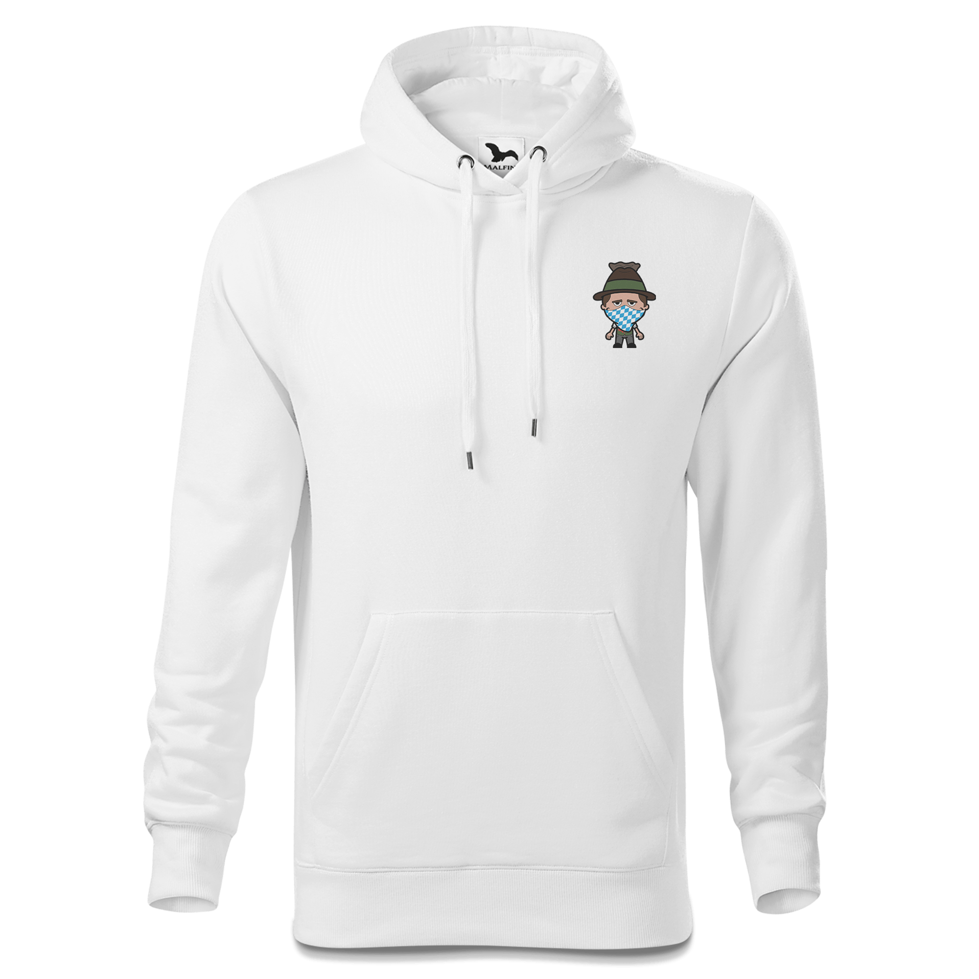 Da Sinzer Bayrisches Mundtuch Sweatshirt Hoody Herren Weiss Simssee Front