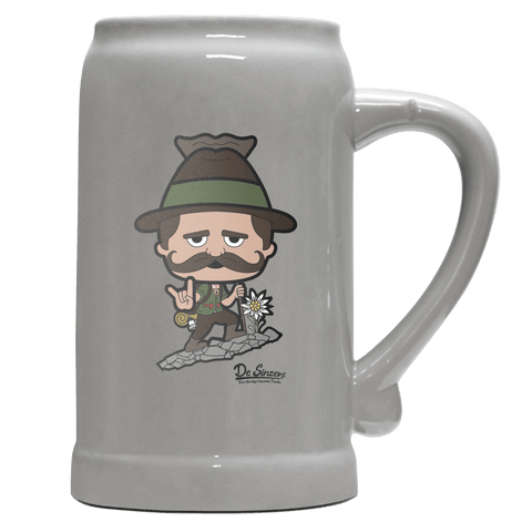 Da Sinzer Bergsteiger Bierkrug 1000ml Grau Zugspitze Front