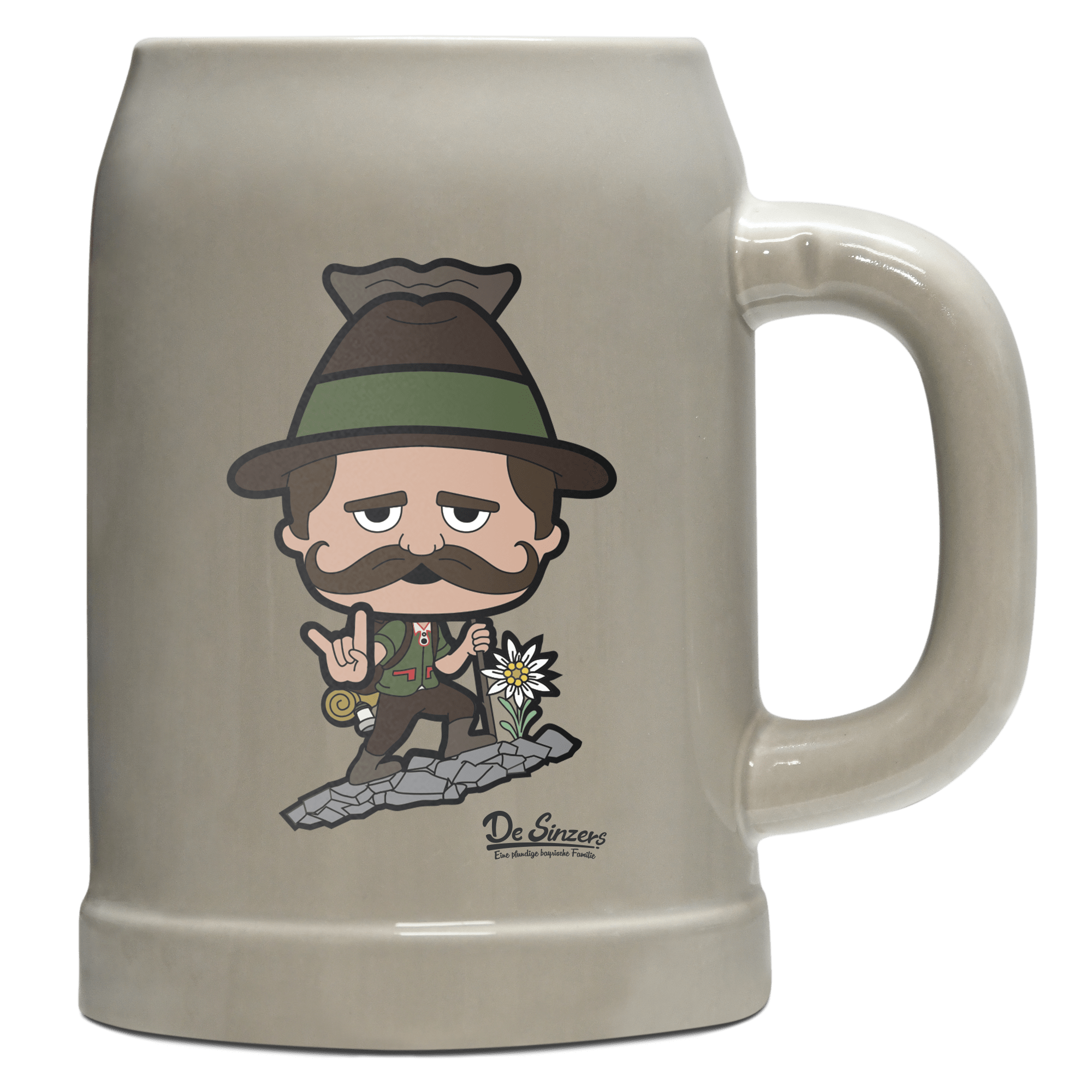 Da Sinzer Bergsteiger Bierkrug 500ml Grau Watzmann Front