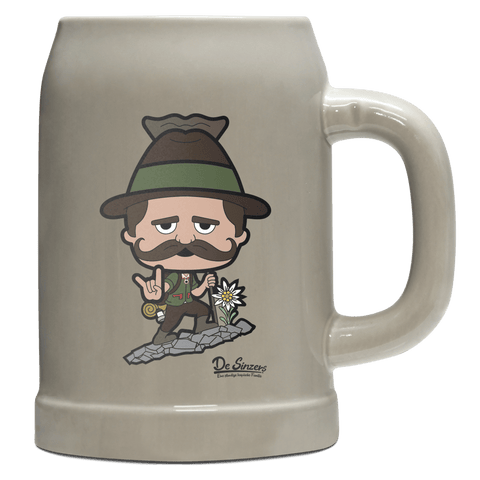 Da Sinzer Bergsteiger Bierkrug 500ml Grau Watzmann Front