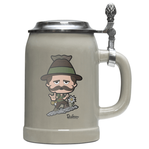 Da Sinzer Bergsteiger Bierkrug 500ml Grau mit Deckel Hocheck Front