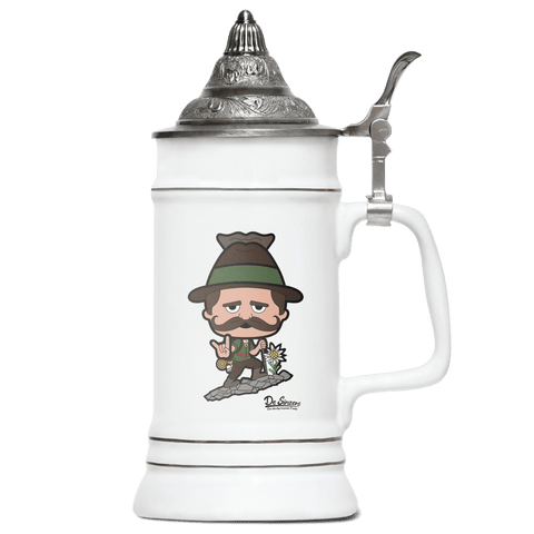 Da Sinzer Bergsteiger Bierkrug 500ml Weiss mit Spitzdeckel Wendelstein Front