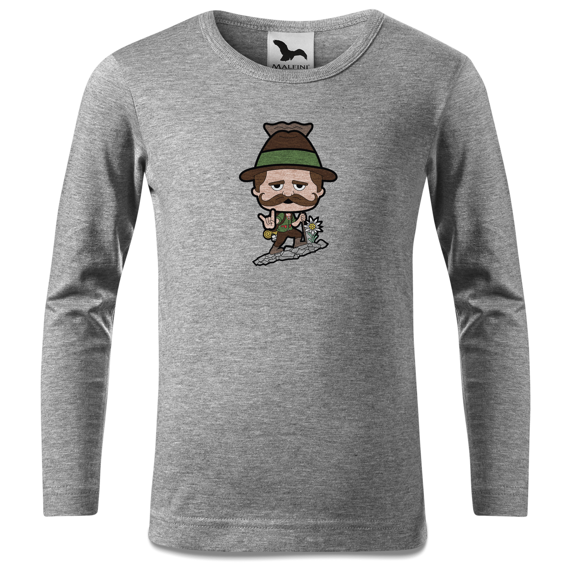 Da Sinzer Bergsteiger Longsleeve Kinder Grau Meliert Waldering Front