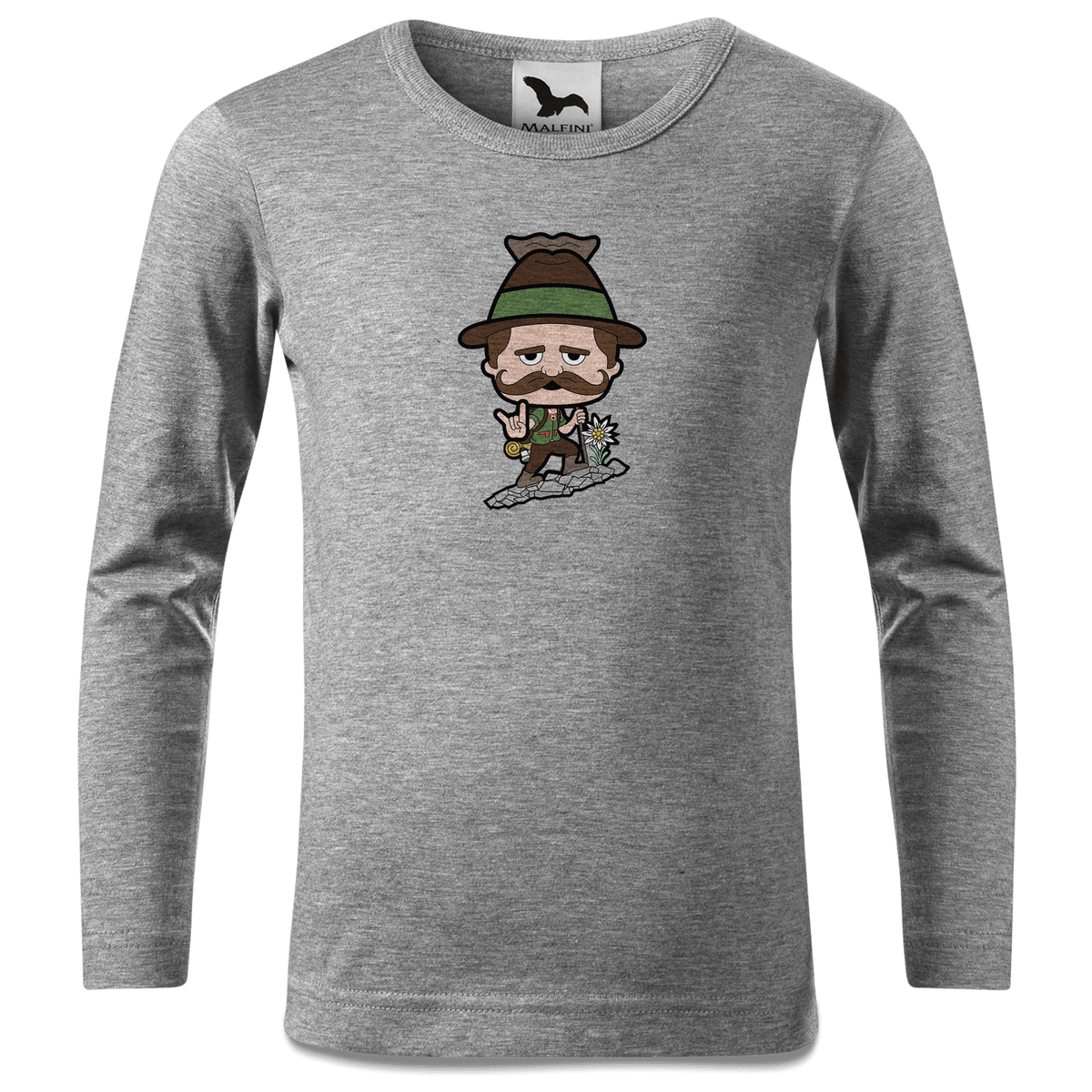 Da Sinzer Bergsteiger Longsleeve Kinder Grau Meliert Waldering Front