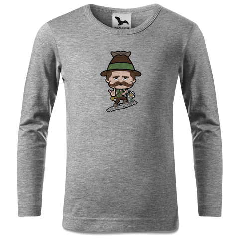 Da Sinzer Bergsteiger Longsleeve Kinder Grau Meliert Waldering Front