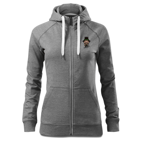 Da Sinzer Bergsteiger Sweatshirt Zip Hoody Damen Grau Meliert Kreut Front