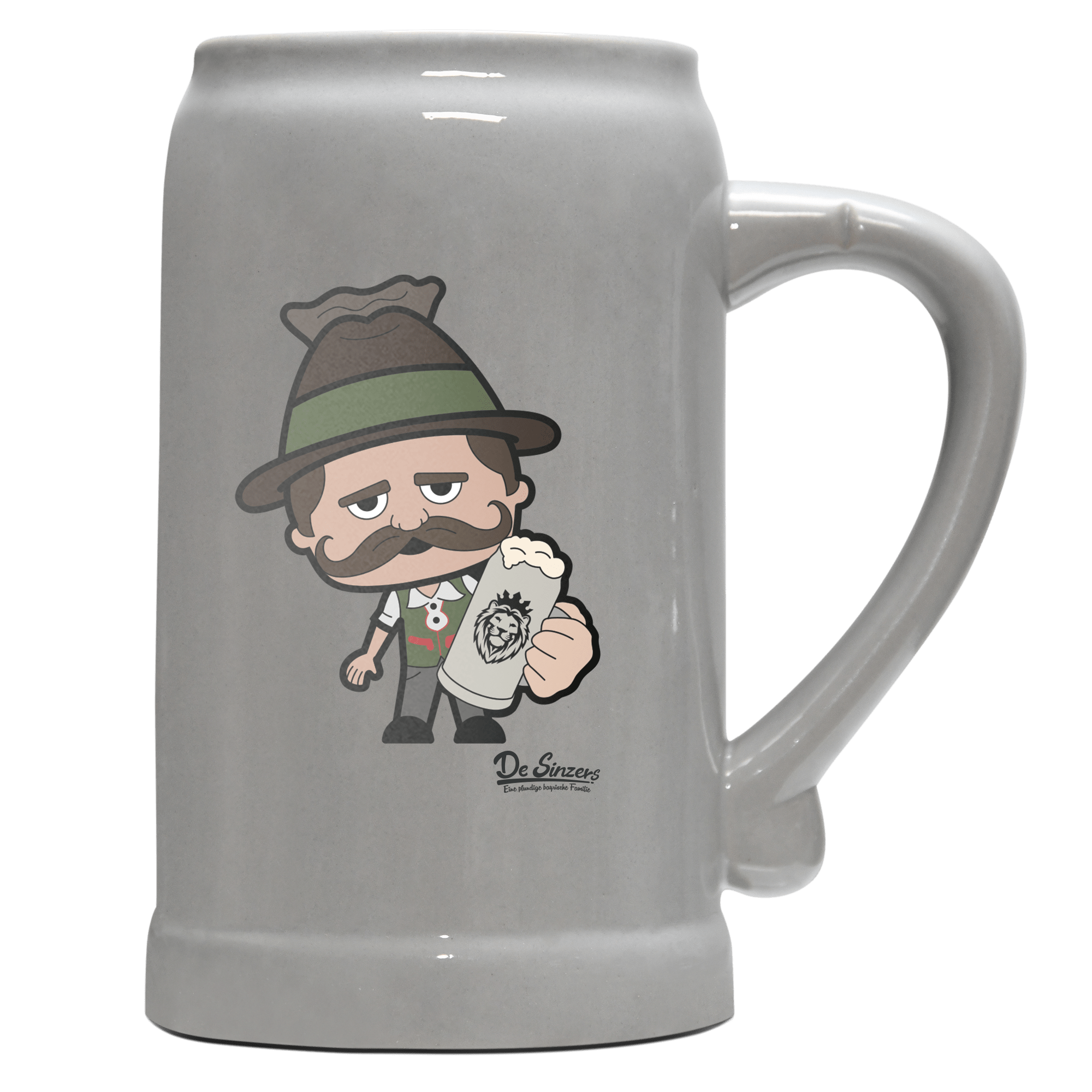 Da Sinzer Bier Bierkrug 1000ml Grau Zugspitze Front