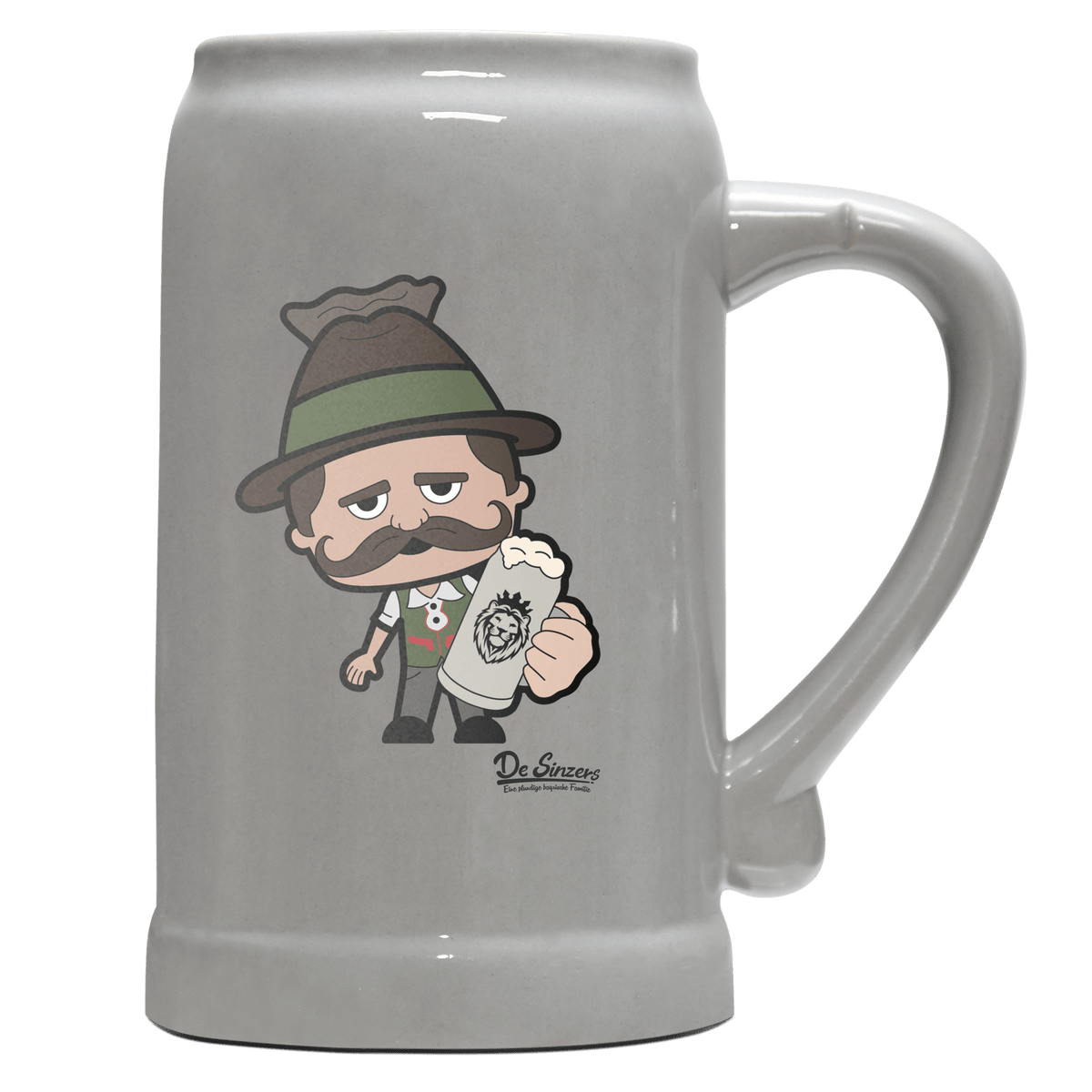 Da Sinzer Bier Bierkrug 1000ml Grau Zugspitze Front