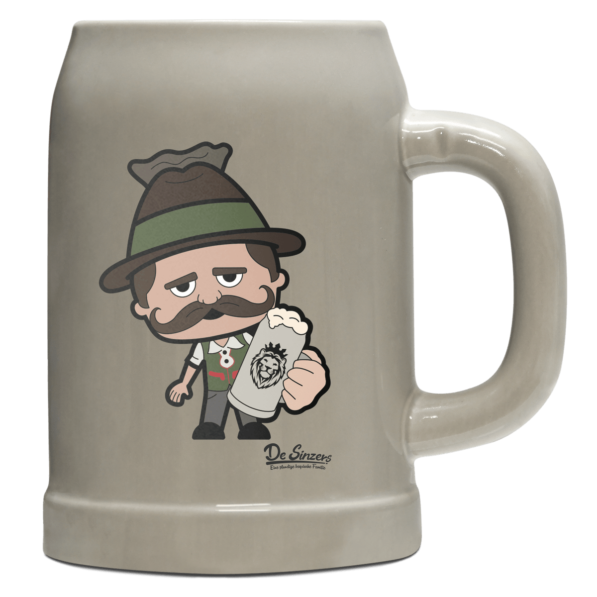 Da Sinzer Bier Bierkrug 500ml Grau Watzmann Front
