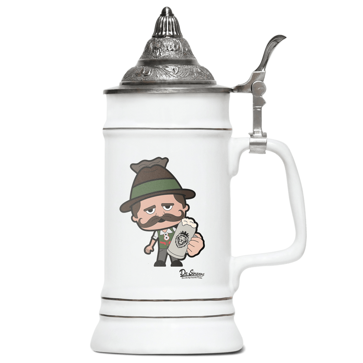Da Sinzer Bier Bierkrug 500ml Weiss mit Spitzdeckel Wendelstein Front