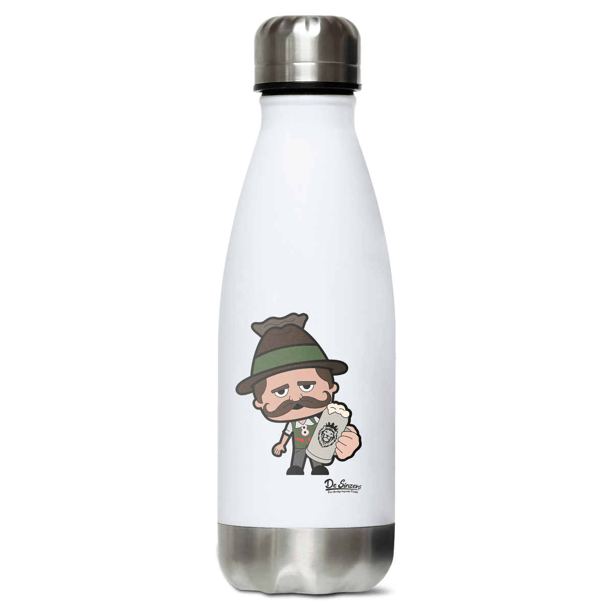 Da Sinzer Bier Edelstahl Thermoflasche 350ml Weiss Silber Kreuzspitze Front