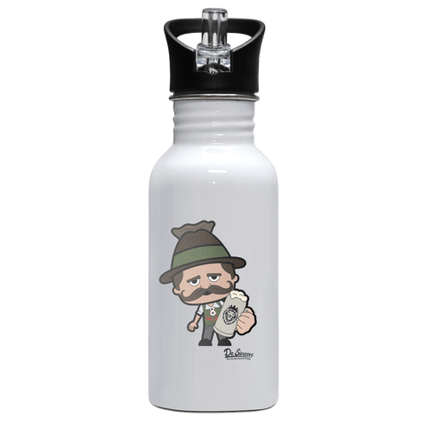 Da Sinzer Bier Edelstahl Trinkflasche mit klappbarem Mundstueck 500ml Weiss Rotwand Front
