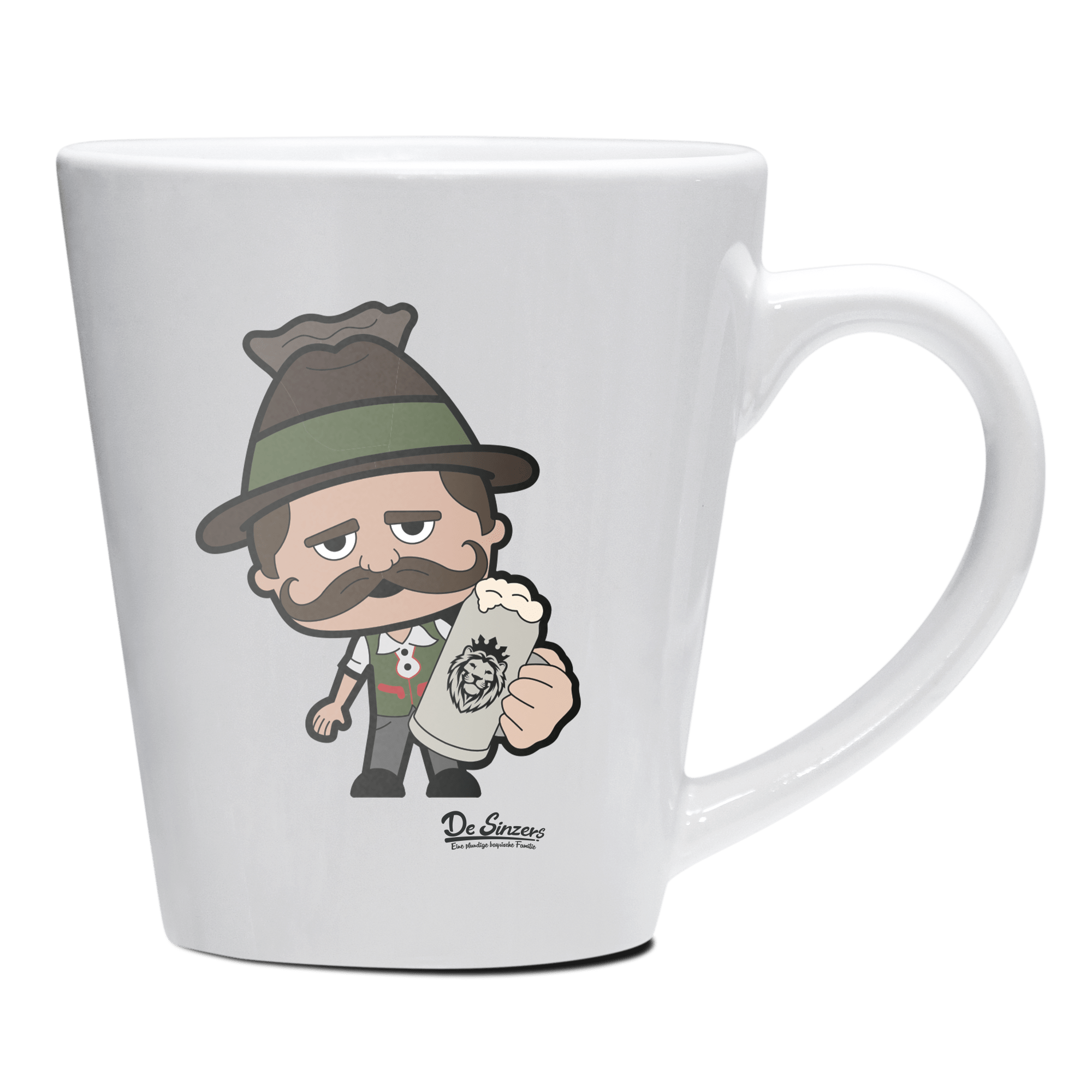 Da Sinzer Bier Keramik Kaffeetasse 200ml Weiss Herzogstand Front