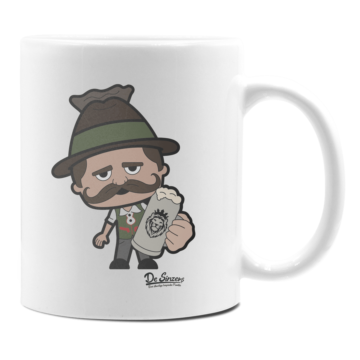 Da Sinzer Bier Keramik Kaffeetasse 330ml Weiss Rampoldplatte Front