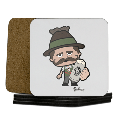 Da Sinzer Bier Korkuntersetzer 5er Set 95 x 95 mm Weiss Karkopf Front