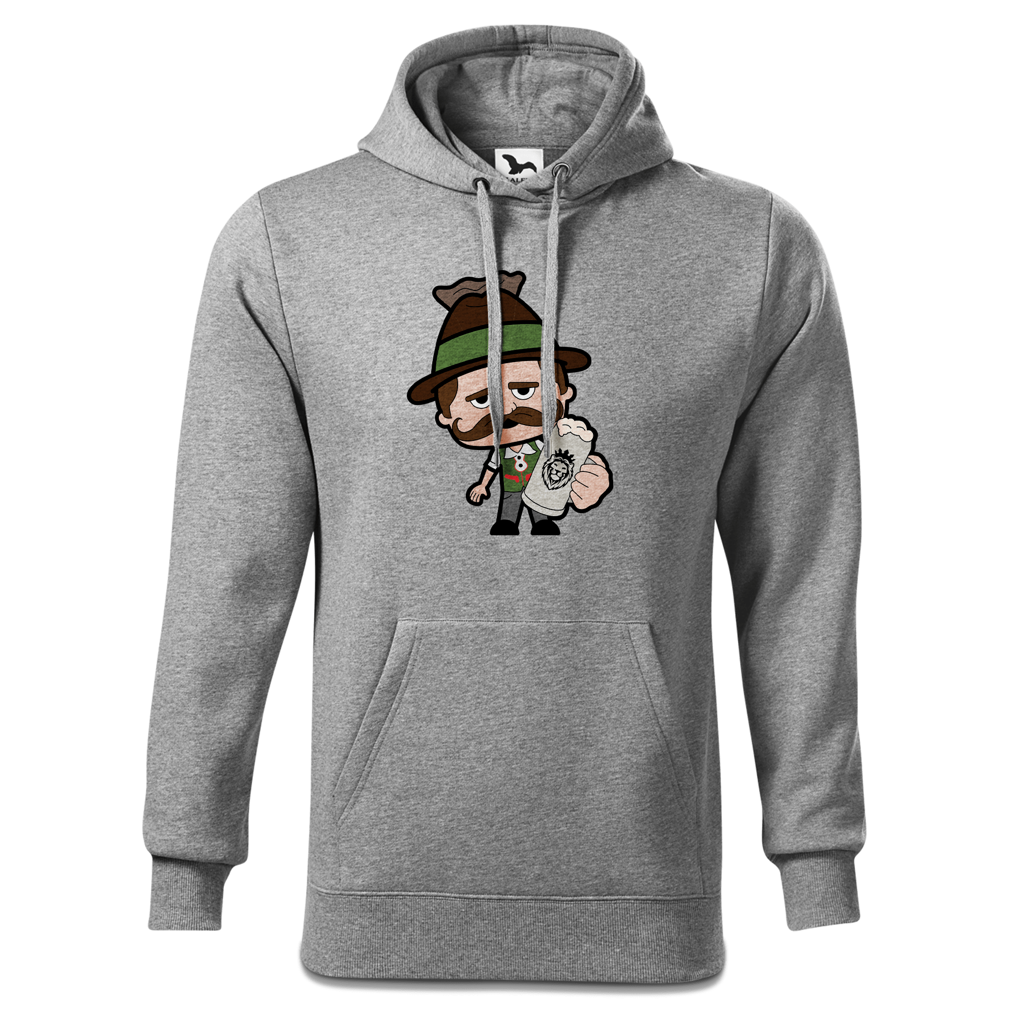 Da Sinzer Bier Sweatshirt Hoody Herren Grau Meliert Pulvermuehle Front