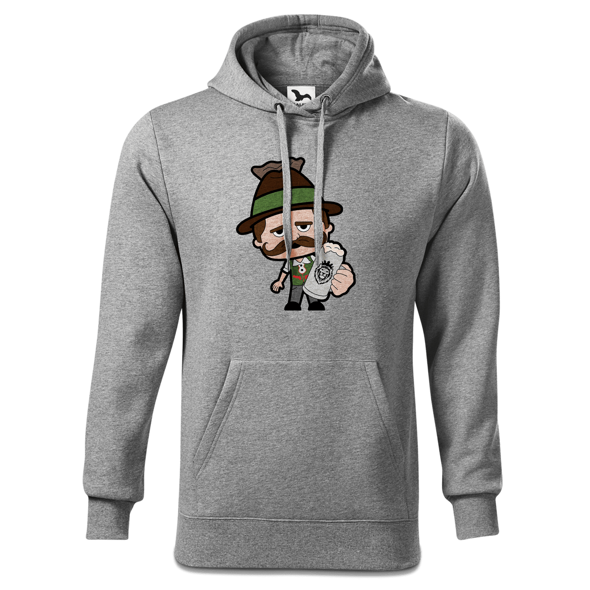 Da Sinzer Bier Sweatshirt Hoody Herren Grau Meliert Pulvermuehle Front