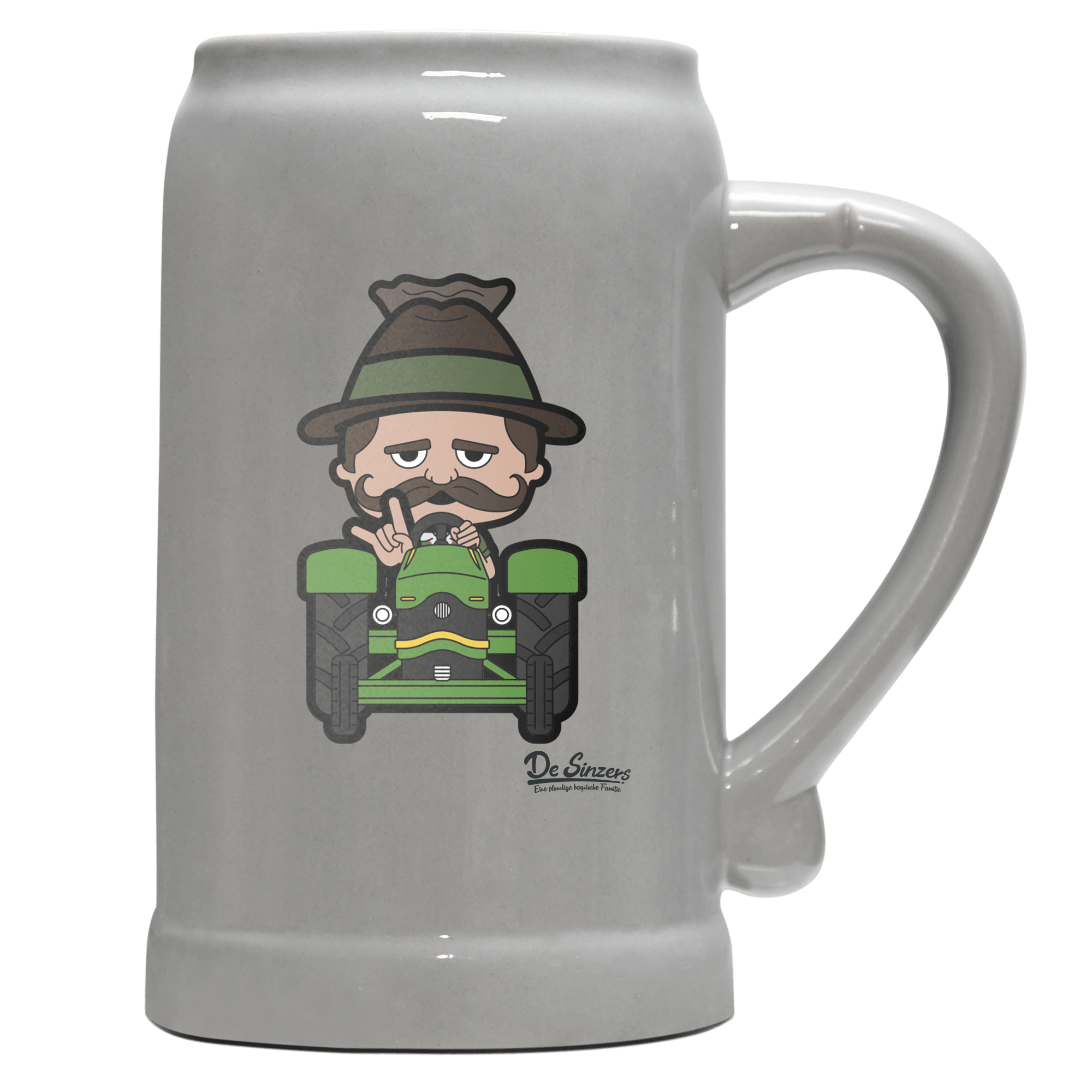 Da Sinzer Bulldog Bierkrug 1000ml Grau Zugspitze Front
