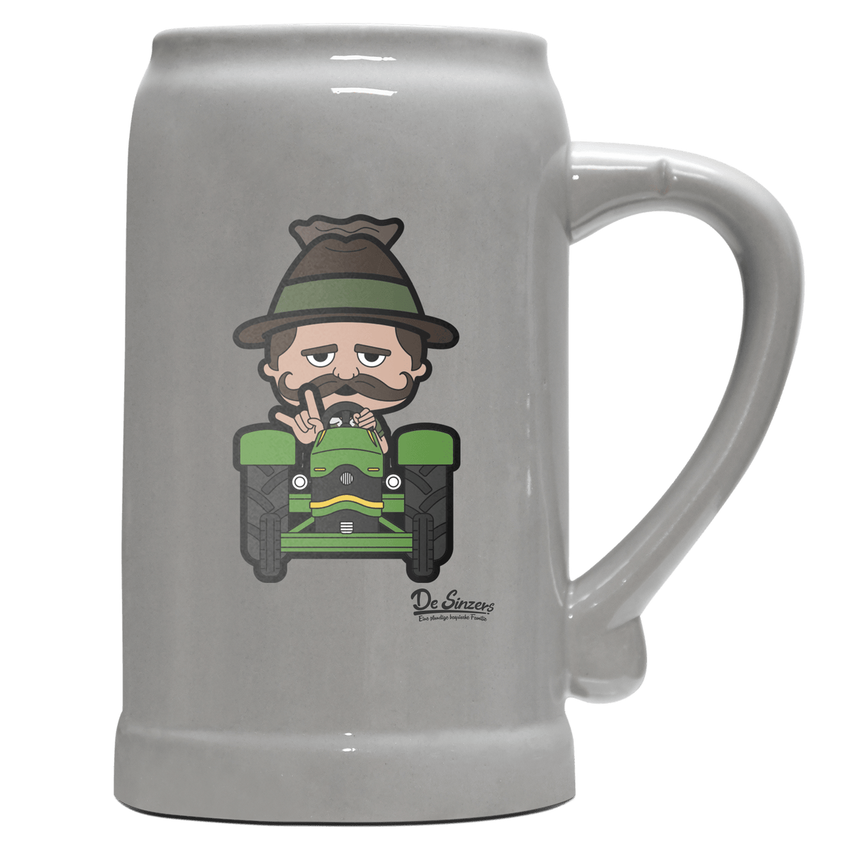 Da Sinzer Bulldog Bierkrug 1000ml Grau Zugspitze Front
