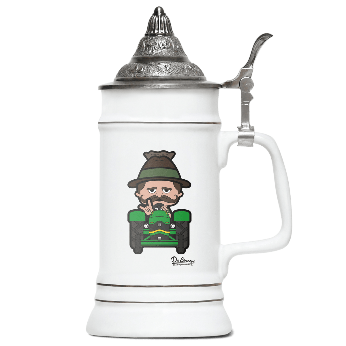 Da Sinzer Bulldog Bierkrug 500ml Weiss mit Spitzdeckel Wendelstein Front