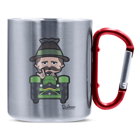 Da Sinzer Bulldog Edelstahl Kaffeetasse roter Karabiner 320ml Kitzstein Front