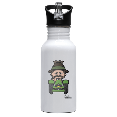 Da Sinzer Bulldog Edelstahl Trinkflasche mit klappbarem Mundstueck 500ml Weiss Rotwand Front