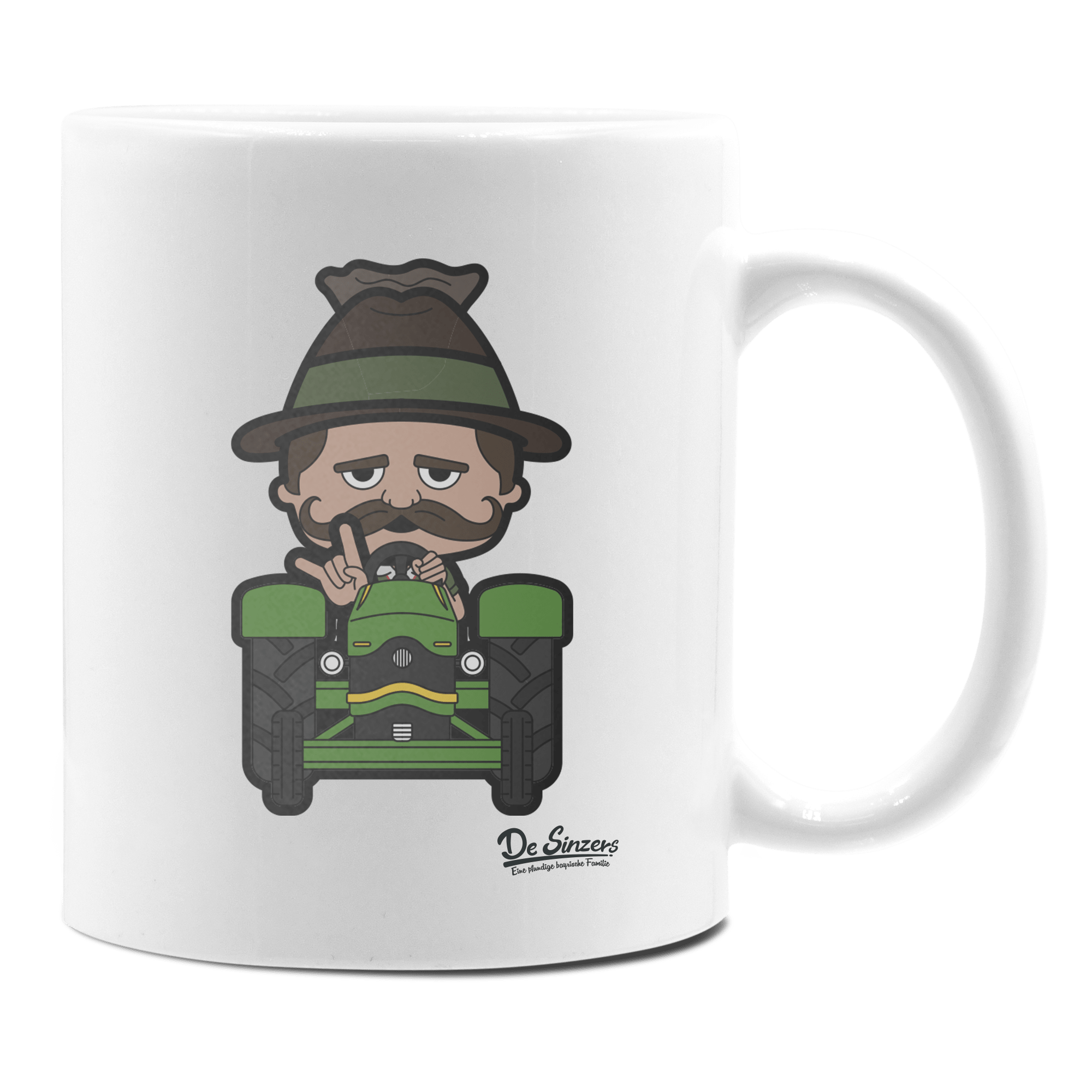 Da Sinzer Bulldog Keramik Kaffeetasse 330ml Weiss Rampoldplatte Front