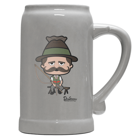 Da Sinzer Goaßlschnoizer Bierkrug 1000ml Grau Zugspitze Front
