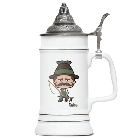 Da Sinzer Goaßlschnoizer Bierkrug 500ml Weiss mit Spitzdeckel Wendelstein Front