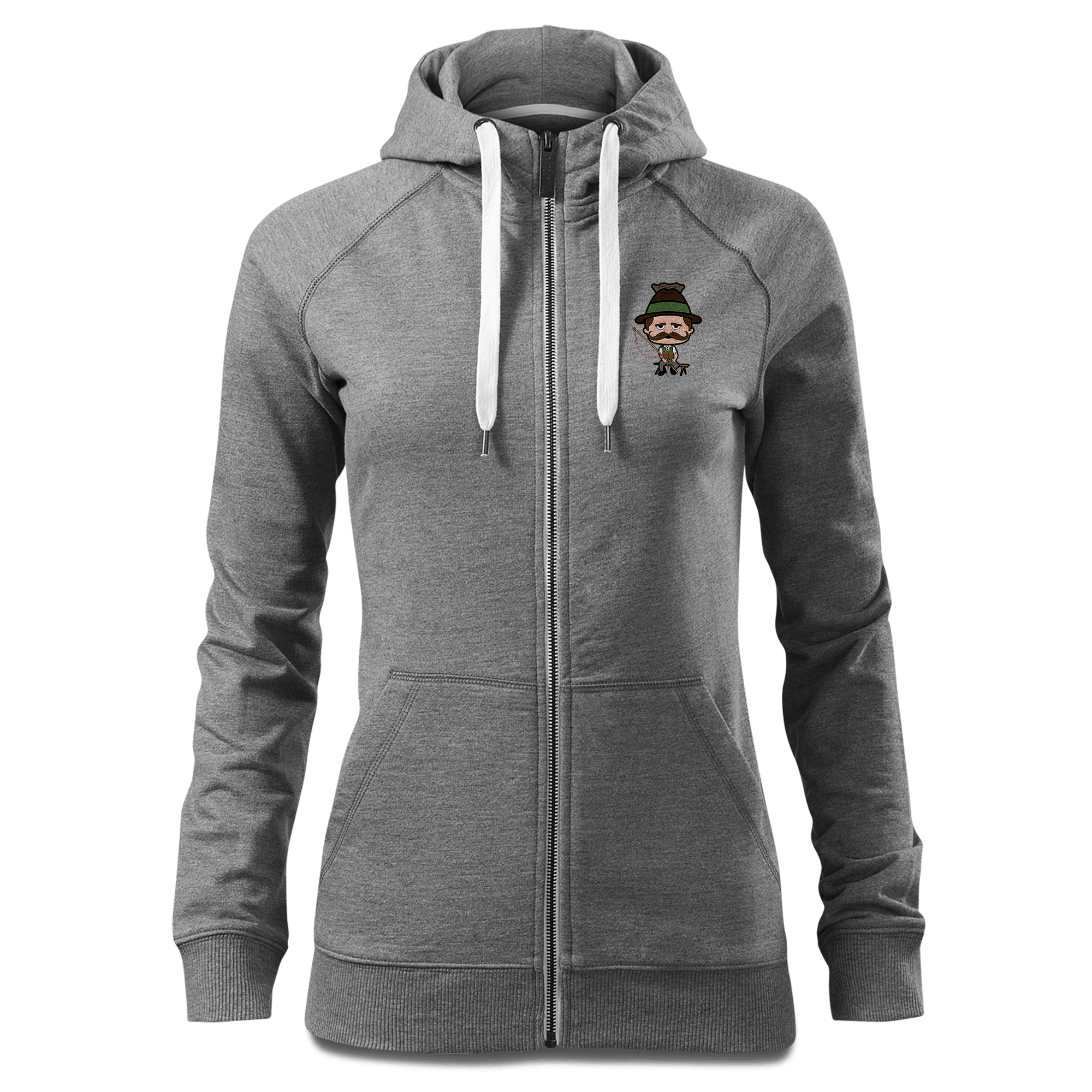 Da Sinzer Goasslschnoizer Sweatshirt Zip Hoody Damen Grau Meliert Kreut Front