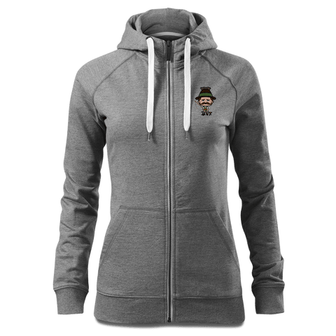 Da Sinzer Goasslschnoizer Sweatshirt Zip Hoody Damen Grau Meliert Kreut Front