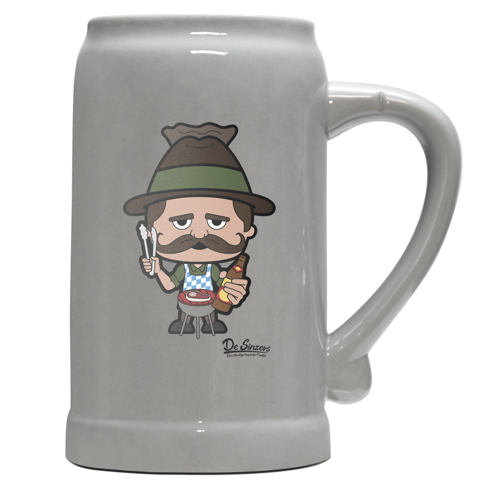 Da Sinzer Griller Bierkrug 1000ml Grau Zugspitze Front